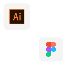 Adobe illustrator and Figma icons of tools we use.