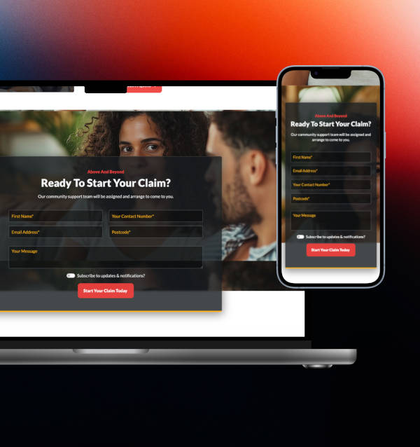 Two devices showing a form experience